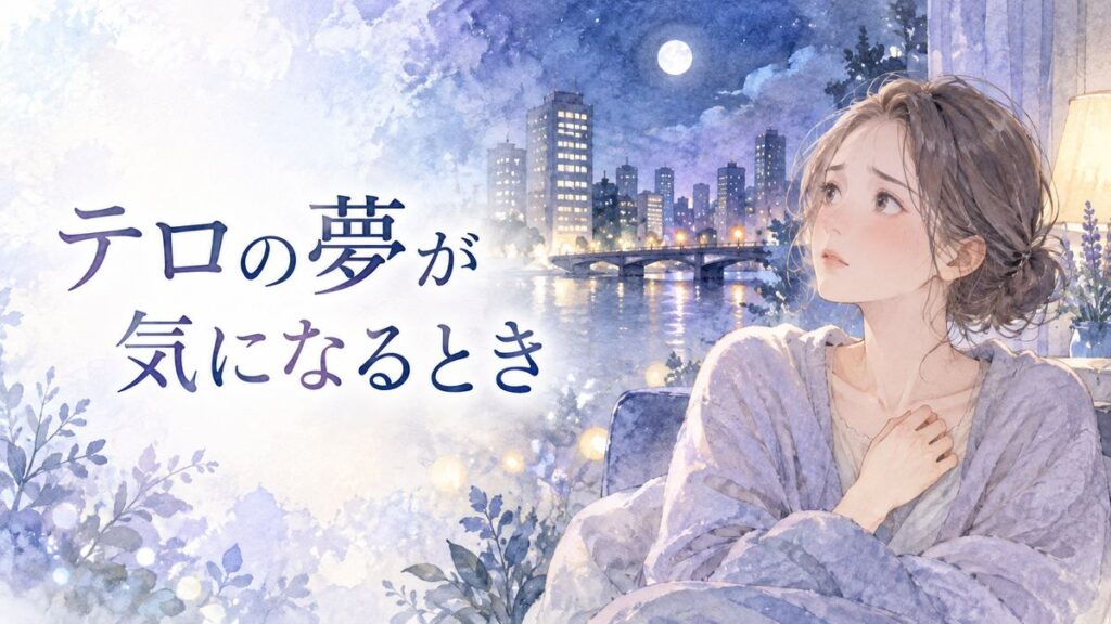 夜の街を思い浮かべ不安そうに夢を振り返る大人の女性