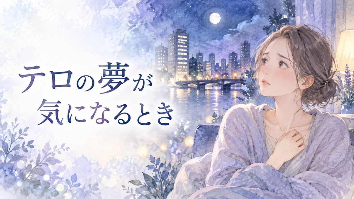 夜の街を思い浮かべ不安そうに夢を振り返る大人の女性