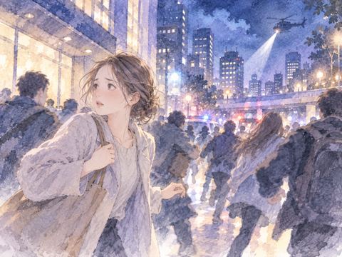 突然騒然とした街で出口を探す人物