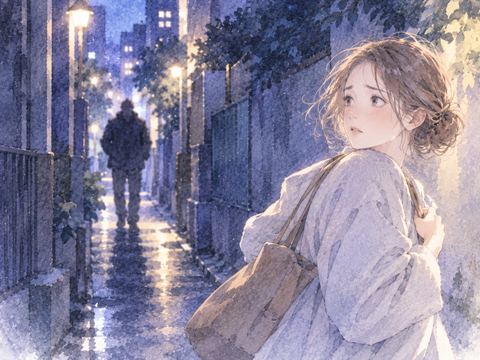 迫る人影から距離を取ろうとする人物