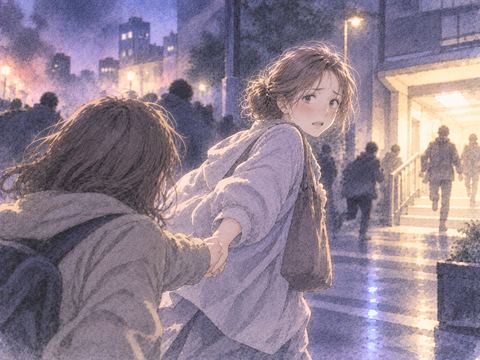 混乱した街から人を安全な方へ導く人物