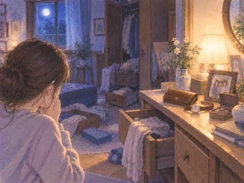 侵入の気配が残る部屋で大切な持ち物が無事に残っている様子