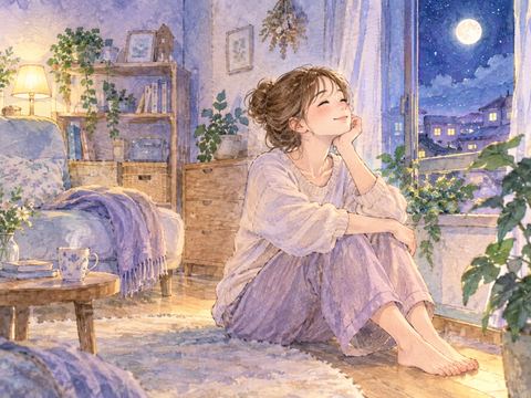 ゴミを捨て終えて晴れやかな表情を見せる女性