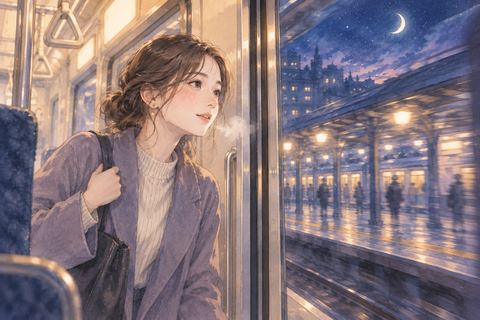 発車直前の電車に乗り込んでほっとする人物