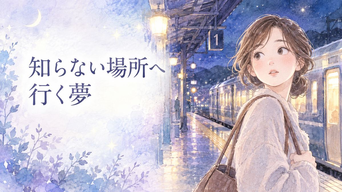 見知らぬ夜の駅に降り立ち電車を振り返る大人の女性
