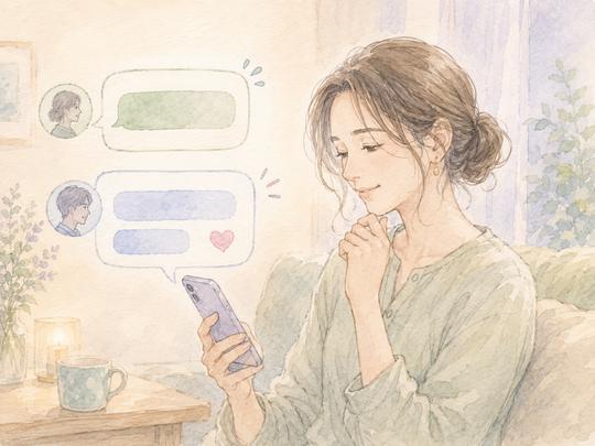 会う誘いを断った女性に相手が穏やかに応じる場面