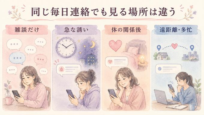 毎日連絡の4ケースを比較した解説図