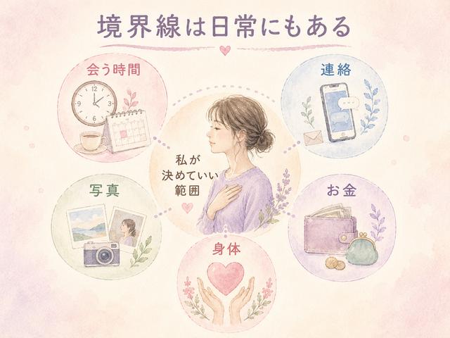 会う時間・連絡・写真・お金・身体の境界線を整理した図解