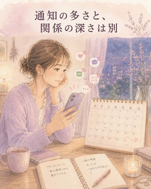 通知が多いスマホと予定のないカレンダーを見比べる女性のイラスト