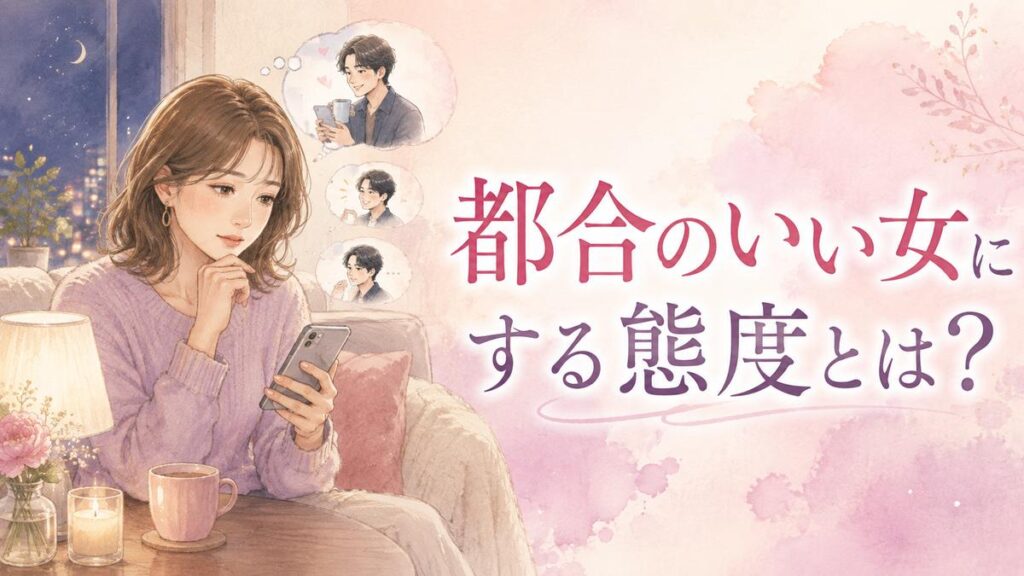 夜にスマホを見ながら好きな相手との曖昧な関係について考える女性のイラスト