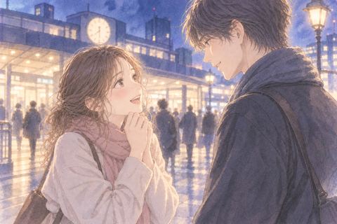久しぶりに再会して向き合う男女