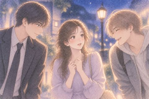 タイプの違う二人を前に迷う女性