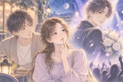 華やかな有名人と恋人の間で迷う女性