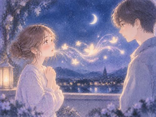 向かい合う二人と光る言葉