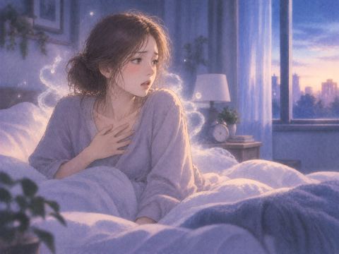 夜明け前の部屋で目を覚まし夢の余韻を感じる大人の女性