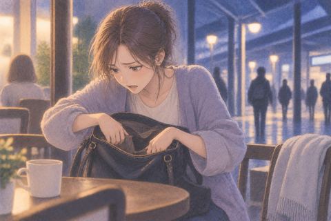 財布がないことに気づき慌ててバッグを探す人物の夢