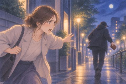 盗まれた財布を追って怒った表情を見せる人物の夢