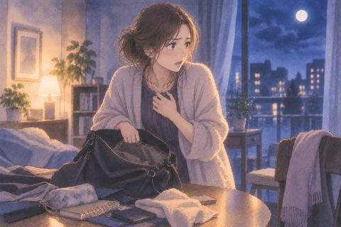 財布がなくなり胸元に手を当てて不安そうにする人物の夢