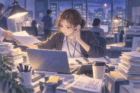 次々と仕事が増えて慌ただしく動く人物