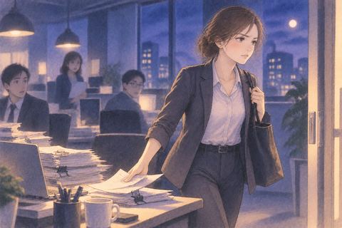 職場で怒りをこらえながら席を立つ人物