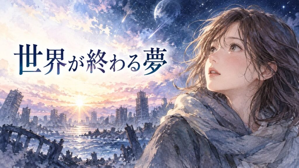 終わりゆく夜の街と新しい光を見つめる女性