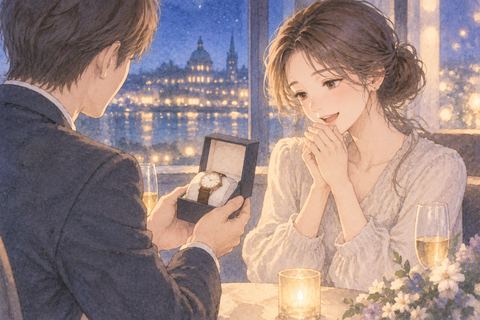 異性から腕時計を贈られて微笑む女性
