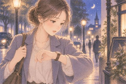 腕時計の時刻を気にして見る女性