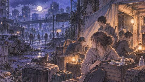 ゾンビのいる夜の街で拠点を整えながら暮らす人々