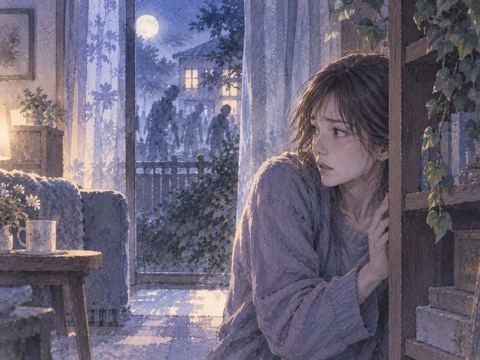 暗すぎない室内で物陰に隠れゾンビの気配をうかがう人物