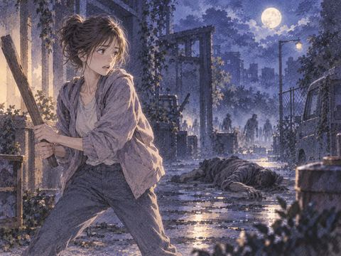 ゾンビを遠ざけたあと距離を置いて立つ人物
