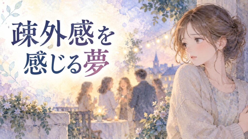 人の輪から少し離れて寂しそうに立つ大人の女性