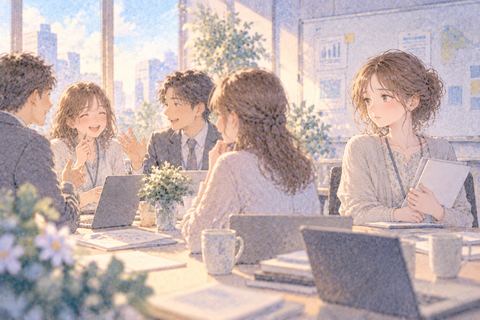 会議で自分だけ話に入れず戸惑う女性