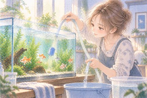 水槽の古い水を換える大人の女性