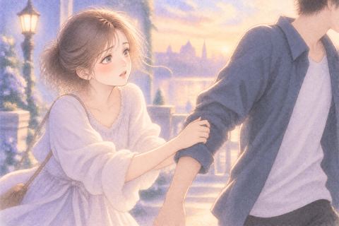 離れようとする相手の腕を掴む女性