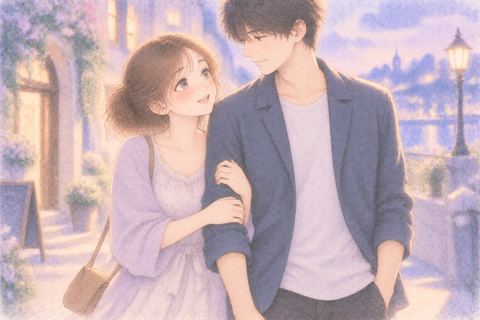 好きな人と腕を組みうれしそうな女性