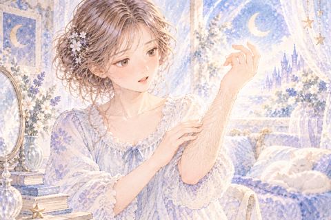 毛深くなった腕を見て驚く女性