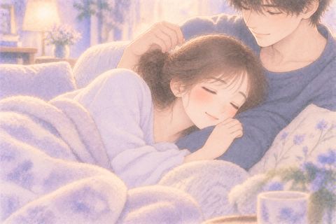 相手の腕枕で安心して休む女性