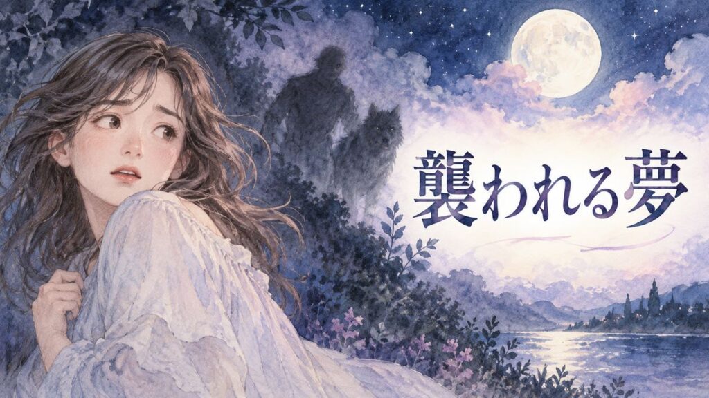 夜道で背後を気にする女性と迫る夢の影