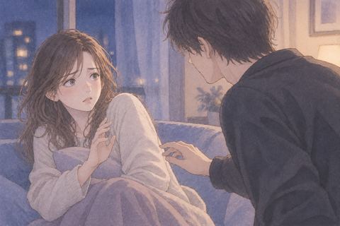 近づく元恋人から不安そうに離れる女性