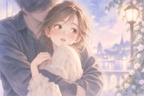 知らない男性に抱きしめられ戸惑う女性