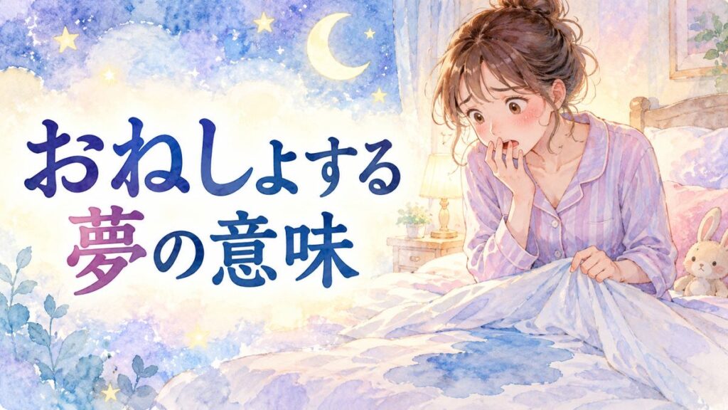 濡れた布団に気づき驚く大人の女性と夢のような寝室