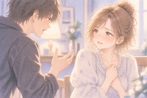 嫉妬されて責められ涙を流す大人の女性