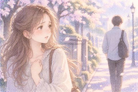 好きな人が別の方向へ去り戸惑う女性