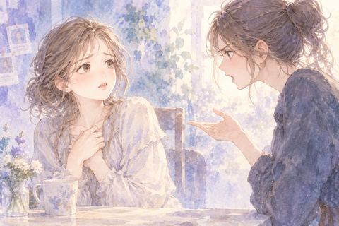 友達に責められて戸惑う大人の女性