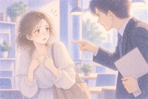 身に覚えのないことで責められ困惑する女性