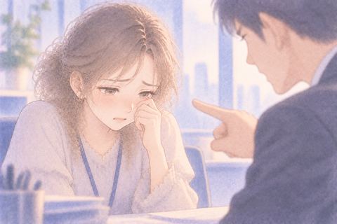 責められて涙を流す大人の女性