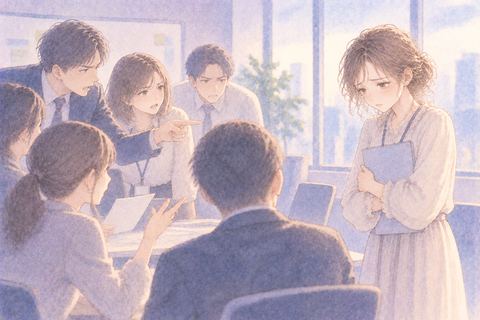 集団の中で一人だけ責められる女性