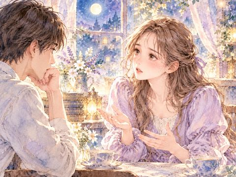 恋人と向き合い落ち着いて理由を説明する女性