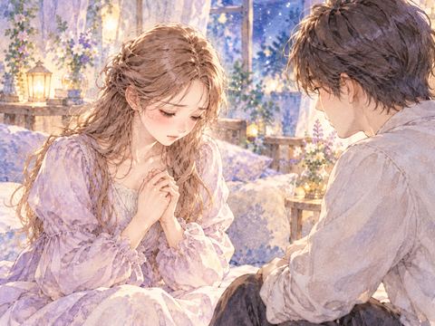 別れ話の席で恋人に頭を下げて謝る女性