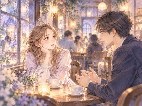 カフェで周囲を気にしながら別れ話をする男女